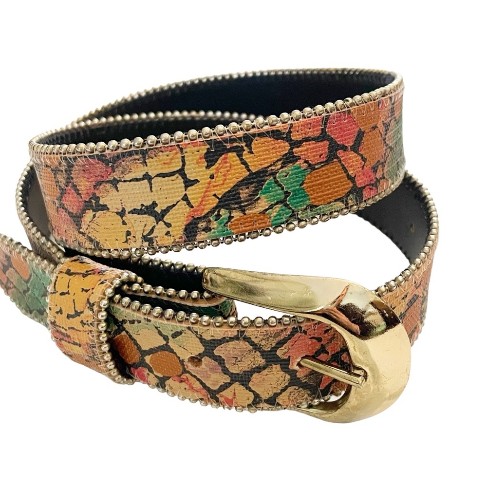Vintage Dakota LTD Size Small Multi Color Snake Printed Made in USA Belt